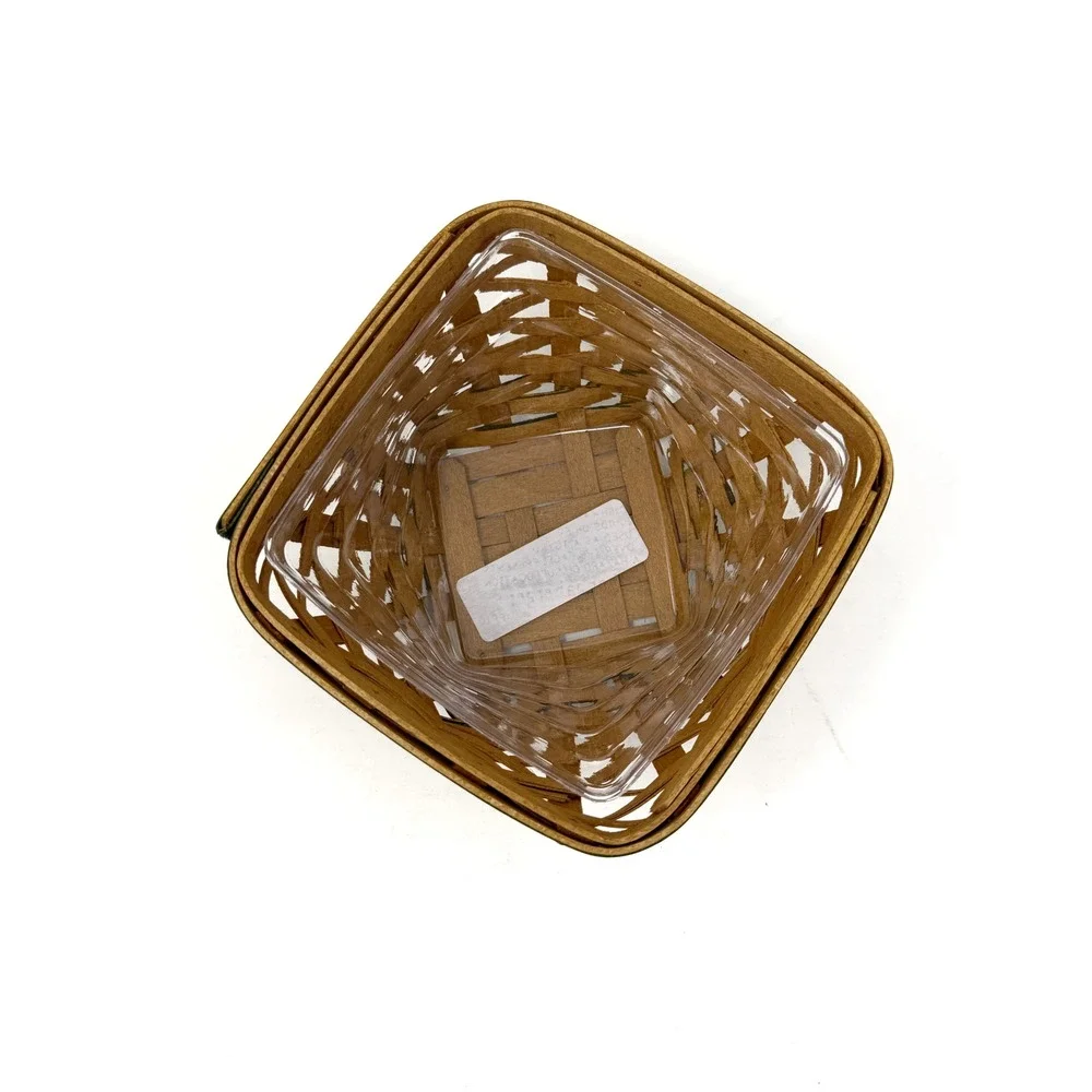 Longaberger 2006 Small Square Basket Green Trim Protector Liner Included